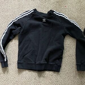 Adidas Black Crewneck with White Sleeve Stripes